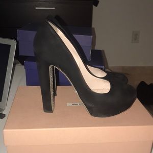 MIU MIU GLITTER CAMOSCIO PUMPS